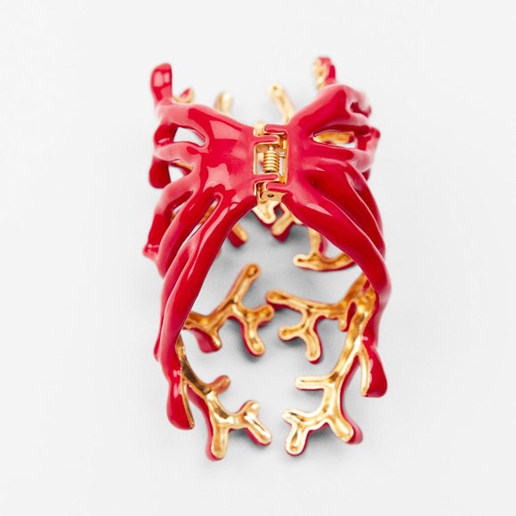 Zara Coral Shaped Cuff Bracelet Summer 2023 Red - Picture 3 of 4